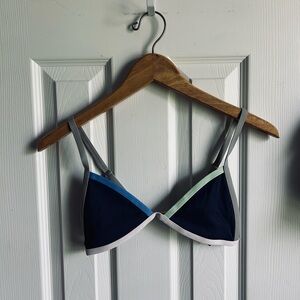 Tavik minimalist blue colorblock triangle bikini top